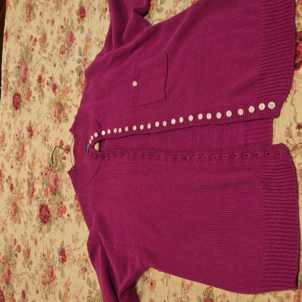 Women's Purple "Sweater Of 25 Buttons"  NWOT, L